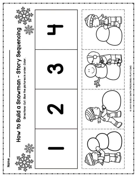 Sequence Activities Preschool, Sequencing Worksheets Kindergarten, Preschool Sequencing Activities, Kindergarten Sequencing Activities, Winter Worksheets For Preschool, Sequencing Activities Preschool, Preschool Winter Worksheets, Winter Worksheet, Literacy Preschool