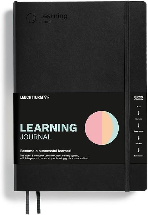 Amazon.com : LEUCHTTURM1917 - Cleer Learning Journal - The Ideal Guided Journal, Workbook, and Notebook for Actively Acquiring New Professional and Personal Skills and Knowledge, Black : Office Products Learning Language Aesthetic, Language Aesthetic, Personal Skills, Learning Journal, Xmas Wishlist, Wishlist 2024, Learning Goals, Black Office, Guided Journal