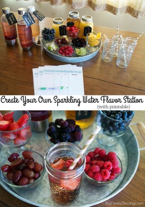 Sparkling Water Bar, Sweet Chili Recipe, Sparkling Water Drinks, Soda Alternatives, Family Blessings, Drinking More Water, Water Station, Drink Recipes Nonalcoholic, Water Party