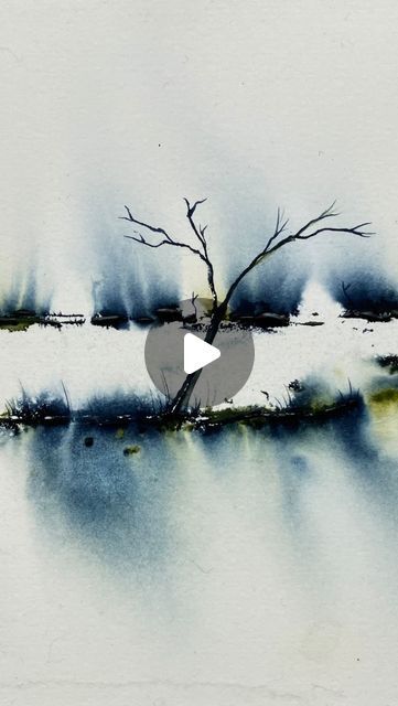 Ink Colour Paintings, Abstract Watercolor Landscape Tutorial, Landscape Watercolor Easy, Abstract Landscape Painting Watercolor, Watercolour Inspiration Landscape, Atmospheric Watercolor, Reverse Watercolor, Abstract Watercolor Paintings Tutorials, Watercolor Ink Art