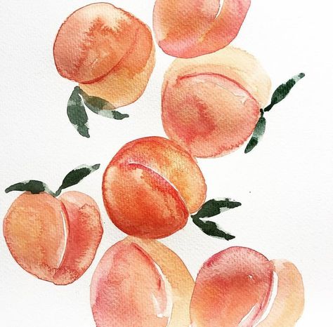 ☆ pin | bellaxlovee ☆ Peach Watercolor Painting, Peach Art Aesthetic, Peaches Drawing, Peachy Bathroom, Peaches Illustration, Watercolor Art Fruit, Peaches Watercolor, Watercolour Peach, Peach Doodle