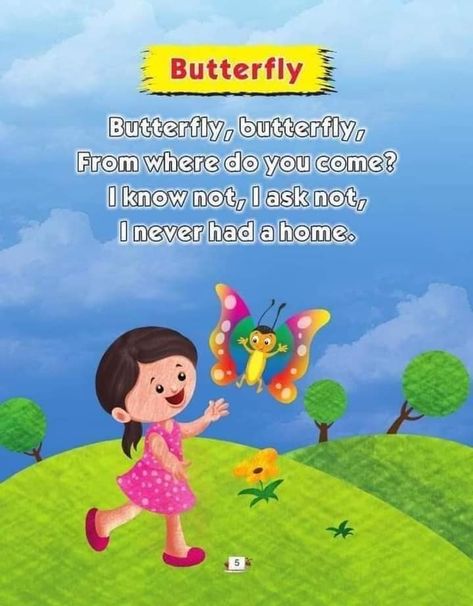 Butterfly kids poem. Kindergarten and preschool poem for kids. homeschooling worksheet Kids Poems Short, Poem For Kids In English, Poem Kindergarten, Short Poems For Kids, Urdu Poems For Kids, Nursery Poem, Poem For Kids, Butterfly Poems, Hindi Rhymes