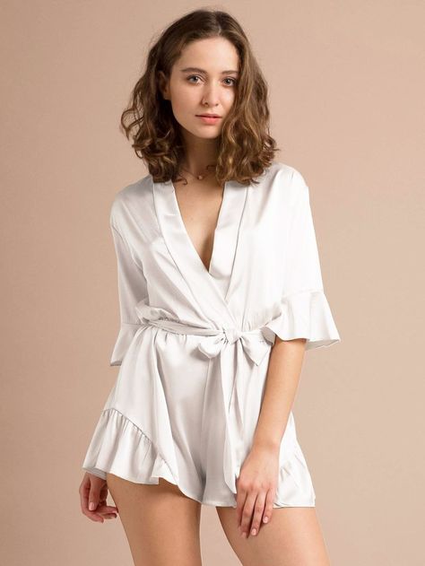 17 Bridal Rompers You’ll Love Getting Ready In  | TheKnot.com Wedding Rompers, Bridesmaid Rompers, Wedding Romper, Bridal Romper, Wedding Day Outfit, Bridesmaid Get Ready Outfit, Pijamas Women, Bridal Party Getting Ready, Bridal Party Outfit