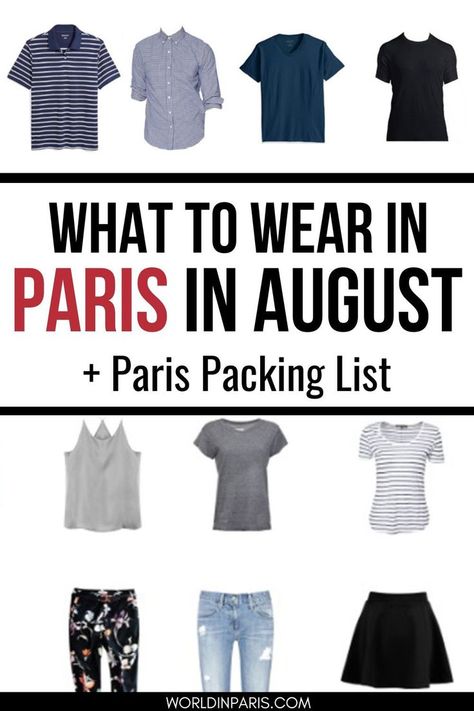 Outfits for Paris in August - Text reads What to Wear in Paris in August + Paris Packing List Paris Packing List Summer, Outfits For Paris Summer, Packing List For Paris, What To Wear To Paris, What To Pack For Paris, Paris In August, Packing List Summer, Paris Packing List, Paris In The Summer