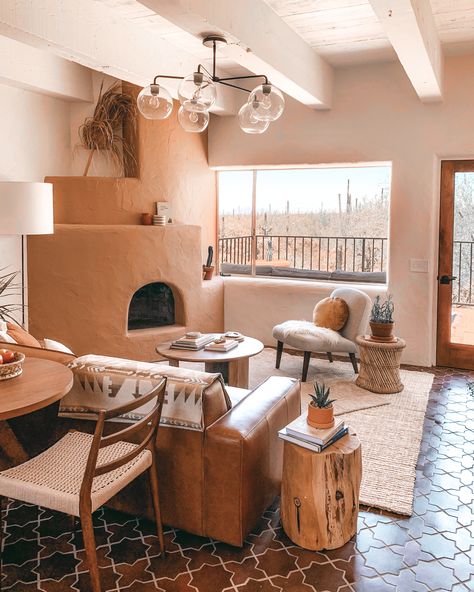 Terra Cotta Color Ideas and Inspiration | Hunker Southwestern Living Room, Joshua Tree House, Tiles Living Room, The Joshua Tree, Color Palette Living Room, Southwestern Home, Fireclay Tile, Surf Shack, Tucson Arizona