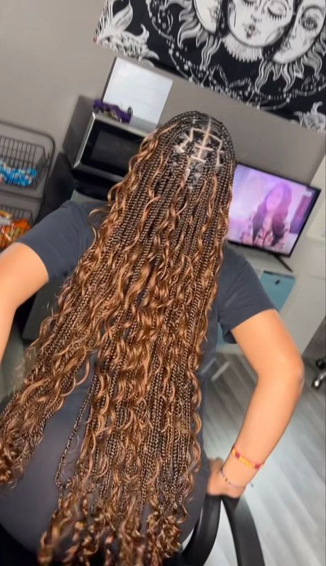 Long Boho Knotless Braids With Color, Brown Goddess Knotless Braids, Color 4 Braids, Brown Goddess Braids, Latest Braids Hairstyles, Boho Knotless Braids With Color, Latest Braids, Brown Box Braids, The Life I Want