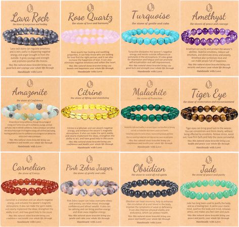 PRICES MAY VARY. ❥Beaded Bracelets Set❥- There are 12 PCS 8mm gemstone bracelets in a pack, including the best healing stone bracelets such as obsidian bracelet, amethyst bracelet, tiger eye bracelet, rose quartz bracelet, amazonite bracelet, lava rock bracelet,red agate bracelet,etc. Each crystal bracelets for women men has a special spirituality, bringing you different energy healing effects. Send your love and blessings to your family and friends with this energy bracelet filled with your lov Stone Beaded Bracelets, Web Ideas, Jump Ring Jewelry, Lava Rock Bracelet, Healing Gemstone Bracelets, Obsidian Bracelet, Amazonite Bracelet, Stone Bracelets, Energy Bracelets