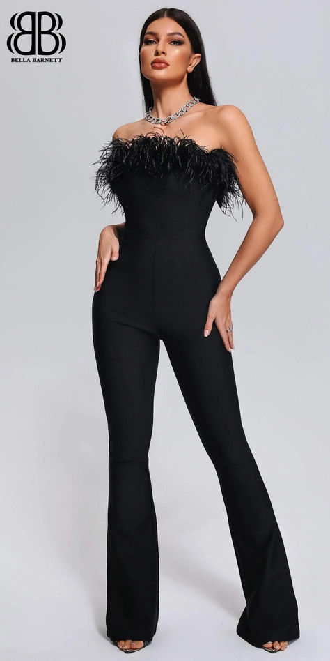 Free global shipping on orders over $100 and get 5% OFF!!! #BELLABARNETT #dress #set #party #sexy #summer #newyear #2023 #womenswear #beauty #beautiful #ootd #fashion #pinterest #blogger #bloggerstyle #style #styleblogger #inspo #cocktail #sophisticated #wedding #party dress #jumpsuit #beach #holiday #bikini #swimwear #new in #new arrival #back in stock#Casual Dress #Kimivi Feather Bandage Jumpsuit Luxury Black Strapless Jumpsuit For Night Out, Black Jumpsuit Feather, Black Corset Feather Dress, Glamorous Black Dress With Feather Trim, Black Strapless Dress With Feathers, Midi Knit Dress, Newyear 2023, Bellabarnett Dress, Bandage Jumpsuits