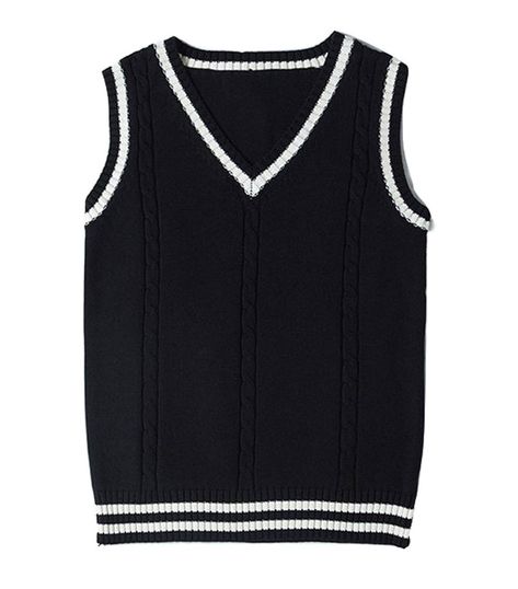 Uniform Sweater, Sweater Vest Black, V Neck Sweater Vest, Houndstooth Sweater, Cable Knit Vest, Sleeveless Sweater Vest, Sleeveless Jumper, Trendy Sweaters, Vest Women