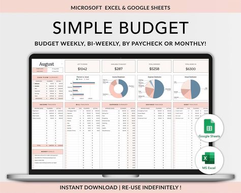 Budget Planner Google Sheets, Monthly Budget Spreadsheet, Excel Budget Template,  Paycheck Budget Tracker, Weekly Budget Template, Biweekly plannerspread #2024digitalplanner #budgetplannerworksheet💻. Monthly Budget Excel, House Manager, Personal Budget Template, Excel Budget Spreadsheet, Weekly Budget Template, Budget Spreadsheet Template, Budget Template Free, Monthly Budget Spreadsheet, Excel Budget Template