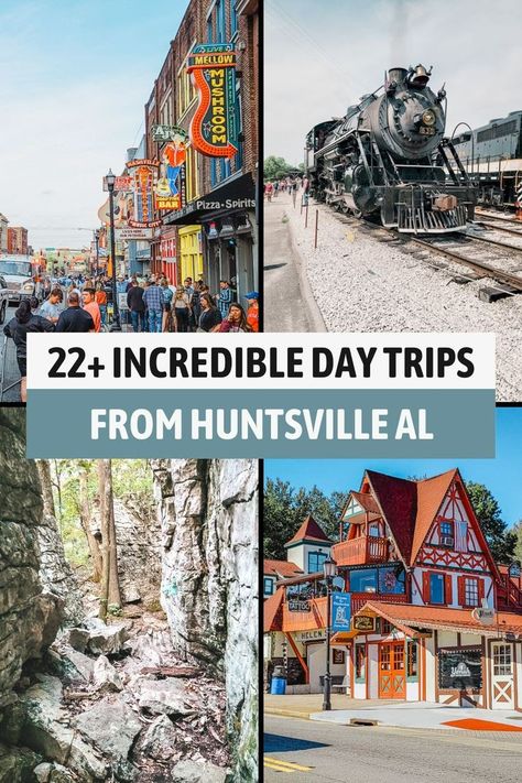 In this article, we share 22+ incredible day trips from Huntsville, Alabama, including day trips during spring, summer, fall, and winter, best cities for day trips, best hiking trails and waterfalls, swimming day trips, adventure activities, small towns, historical sights, and more in Alabama, Georgia, and Tennessee. Read more on theunknownenthusiast.com Best Romantic Getaways, Best Weekend Trips, Alabama Vacation, Alabama Travel, Best Weekend Getaways, Georgia Travel, Huntsville Alabama, Couples Vacation, Us Road Trip