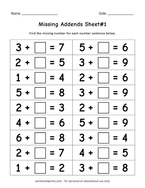 Missing Addend: Math Worksheets Missing Addition Worksheet, Missing Number Addition Worksheets, Kids Numbers, Missing Addends, Missing Addend, Summer Worksheets, Dot Letters, Nouns And Adjectives, Numbers Kindergarten