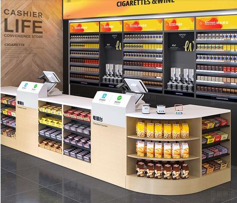 7 Steps Let You See Small Supermarket Interior Design Cashier Counter Design, Store Counter Design, Metal Wine Racks, Supermarket Design Interior, Shop Counter Design, Store Shelves Design, Grocery Store Design, Retail Store Display, Supermarket Shelves