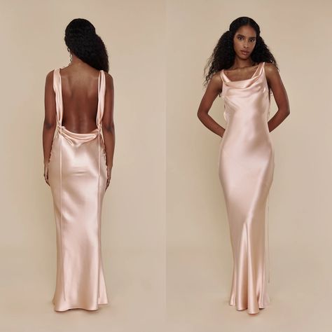 Anyone But You Dress, Fancy Dresses Aesthetic, Prom Dresses Silk, Open Back Satin Dress, Open Back Silk Dress, Pink Silk Gown, Backless Formal Dress, Backless Silk Dress, Long Silk Dress