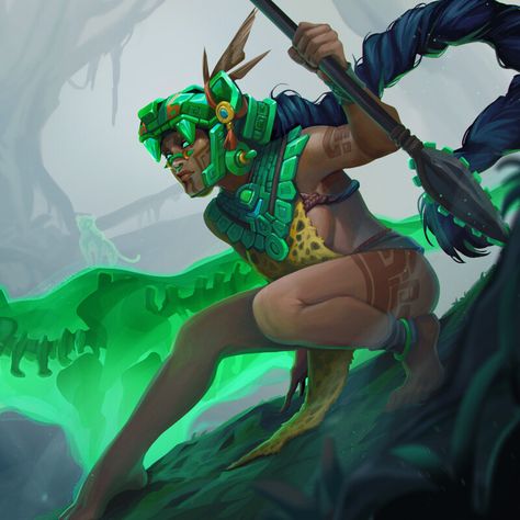 Jade Warrior , Grace Tran on ArtStation at https://www.artstation.com/artwork/rAW1LL Jade Warrior Art, Female Mayan Warrior, Aztec God Art, Amazonian Warrior Art, Mayan Fantasy Art, Mayan Warrior Art, Jade Concept Art, Mexica Warrior, Amazon Warrior Art