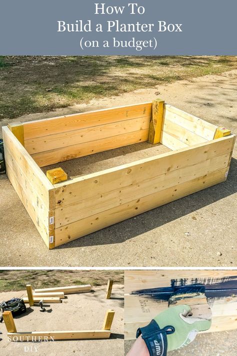 How to Build a Planter Box: Budget Build  Build these simple large garden planter box on a serious budget   DIY planter box, Budget-friendly planter box, Garden planter box, Large planter box, Simple planter box, Wooden planter box, Step-by-step planter box, Affordable planter box, Outdoor planter box, Creative planter box ideas, Easy planter box tutorial, Recycled materials planter box, Low-cost planter box, Custom planter box design, Planter box construction tips 4x4 Planter Boxes, Diy Yard Planters, Planter Box Out Of Pallets, Pallet Planter Boxes Diy How To Build, Cedar Planter Boxes Plans, Planter Holder Diy, Planter Box Garden Layout, Diy Wood Garden Boxes, Diy Box Planters Outdoor