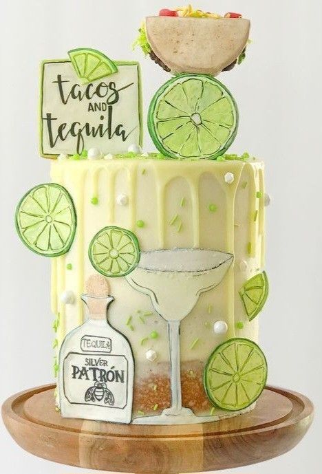 Cocktail Themed Cake, Clase Azul Cake, Cocktail Cake Design, Casamigos Birthday, Mojito Cake, Mexican Themed Cakes, Mexican Cake, Business Mind, Cocktail Cake