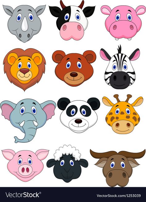 Jungle Cartoon, Animal Cutouts, Prințese Disney, Animal Head, Finger Puppets, Animal Heads, Animal Faces, Safari Animals, Quiet Book