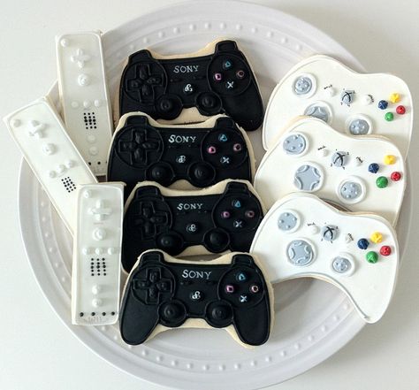 Xbox And Playstation, Xbox Party, Deco Gamer, Cookies Cupcake, Video Game Controllers, Video Games Birthday Party, Like Video, Video Game Party, Video Games Birthday