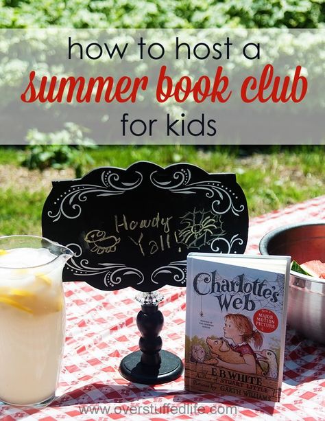 Tips and tricks for hosting a summer book club for your children. A really fun way to get your kids excited about reading in the summer is to host a summer book club for them! What better way to encourage reading than to throw a party with their friends! Charlotte's Web Book, Book Club For Kids, Charlotte’s Web, Web Movie, Book Club Parties, Summer Book Club, Kids Book Club, Starting A Book, Summer Book