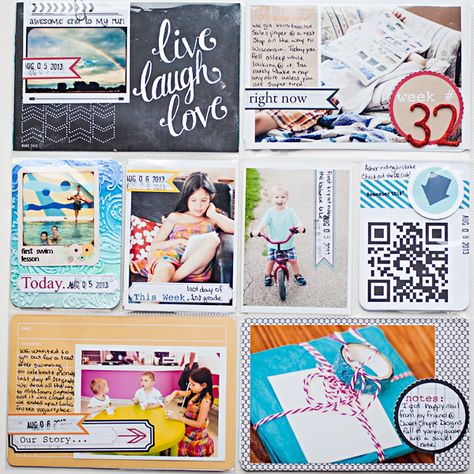 Project Life 2013 - Week 32 - Left - Scrapbook.com- use banners and stickers for creative pocket page journaling Project Life Organization, Becky Higgins Project Life, Pocket Page Scrapbooking, Project Life Scrapbook, Project Life Layouts, Project Life Cards, Scrapbook Stuff, Pocket Scrapbooking, Studio Calico