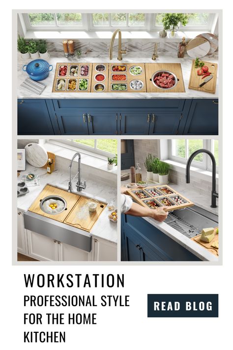 Kraus Sink Accessories, Working Sink Kitchen, Kitchen Sink Station, Kitchen Prep Station Ideas, Workstation Kitchen Sinks, Ruvati Workstation Sink, Work Station Kitchen Sink, Kraus Workstation Sink, Kitchen Workstation Sink