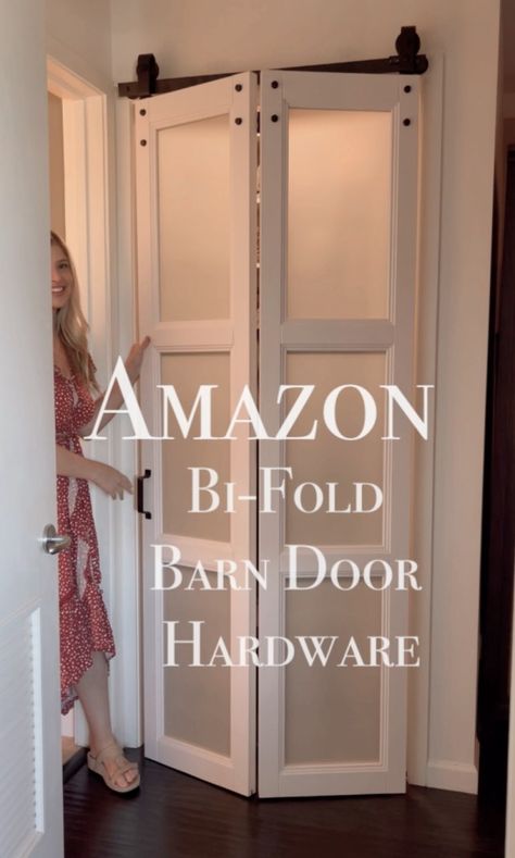 Amazon bifold barn door – Fancy Fix Decor Install Door, Bifold Door Hardware, Barn Door Pantry, Folding Patio Doors, Laundy Room, Bathroom Barn Door, Bifold Door, Barn Door Closet, Sliding Folding Doors