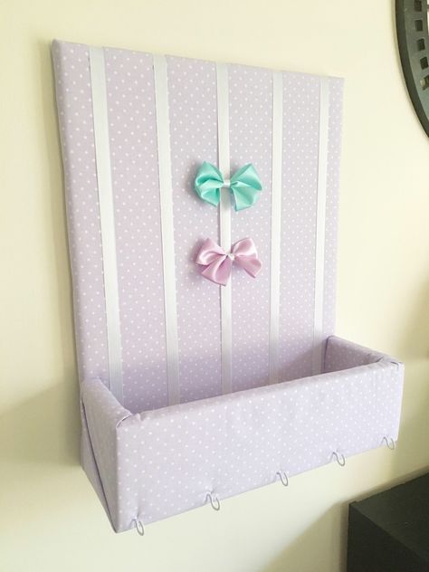 Purple Polka Dot Hair Bow Holder Shelf, Hair Bow Organizer, Hair Accessories, 16x20, Purple Shelf, Nursery, Storage, Baby Shower, Girls by BradleyAccessories on Etsy https://www.etsy.com/listing/540827051/purple-polka-dot-hair-bow-holder-shelf Range Barrette, Hair Accessory Storage Organizers, Baby Accessories Storage, Hair Organizer, Hair Accessories Organizer, Purple Hair Bows, Baby Nursery Storage, Hair Bow Organizer, Hair Accessories Holder