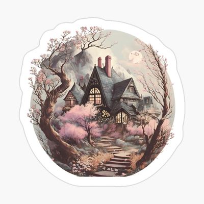 Cottagecore Sticker Pastel Cottage and Pink Flowers Garden - Fairycore Aesthetic cottage core cottagecore aesthetic fairycore fairycore aesthetic cottage and flowers cottage with flowers flowery pink flowers flower aesthetic cottagecore landscape pastel cottagecore pastel goth pastel gothic pink aesthetic vintage cottage core Pastel Stickers Printable, Gothic Pink Aesthetic, Cottage With Flowers, Pink Aesthetic Vintage, Cottagecore Landscape, Pink Flowers Garden, Cottagecore Stickers, Pastel Cottagecore, Cottagecore Pastel