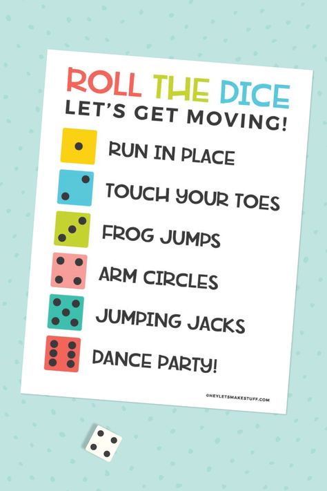 Keep your kids moving when they're stuck inside with this simple dice game! Minimal materials needed so everyone gets some movement in! The Dice Game, Games For Kids Classroom, Aktiviti Kanak-kanak, Physical Activities For Kids, Game Google, Make Stuff, Kids Moves, Roll The Dice, Movement Activities