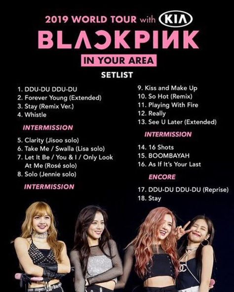 here's the set list for those who will be going to their concert )); *sighs* Tag Set List Concert, Domino's Pizza, Journal Magazine, Kiss Makeup, Forever Young, Blackpink Jennie, Acting, Pizza, Mindfulness