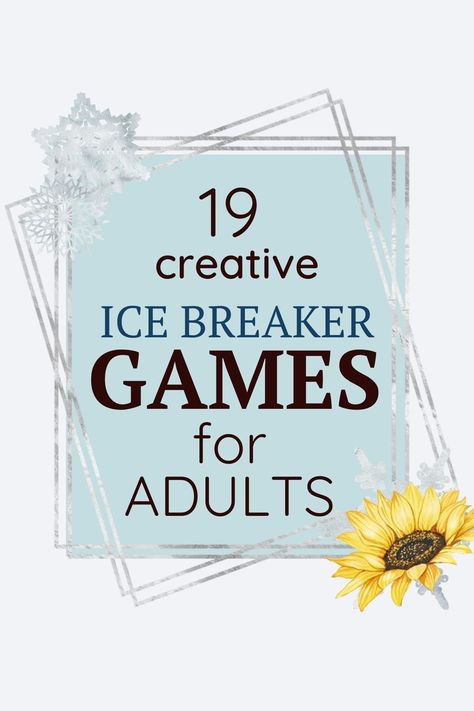 Gather your closest companions and newly acquired acquaintances and introduce them to a night of fun and laughter. I hope this list of ice breaker games for adults will help you make your next meeting Team Ice Breaker Games, Ice Breaker Games Adults, Ice Breaker Party Games For Adults, Group Ice Breakers For Women, Ice Breaking Games For Adults, Fun Ice Breakers For Women, Ladies Night Ice Breaker Games, Breaking The Ice Games, Couples Ice Breaker Games