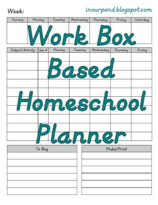 In Our Pond: Work Box Based Homeschool Planner Workboxes Homeschool, Homeschool Classroom, Work Boxes, Homeschool Planner, Homeschool Organization, School Themes, Homeschool Mom, Free Printables, Tech Company Logos