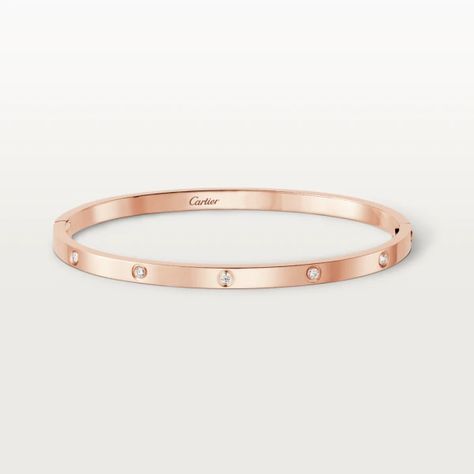 CRB6047917 - LOVE bracelet, small model, 10 diamonds - Pink gold, diamonds - Cartier Cartier Love Bracelet Diamond, Bracelets Design, Bracelet Love, Love Bracelet, Girl Jewelry, Cartier Love, Rose Gold Bracelet, Bracelet Collection, Cartier Love Bracelet