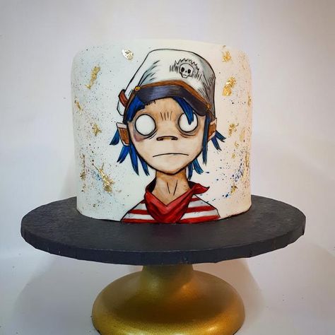 Gorillaz Birthday Party, Gorillaz Birthday Cake, Pubg Images, Painted Water, Pastel Birthday, Gold Sheets, For My Best Friend, Gorillaz Art, Edible Gold