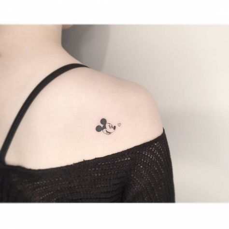 Fine Line Mickey Mouse Tattoo, Small Mickey Mouse Tattoo, Disney Characters Cartoon, Hidden Mickey Tattoo, Mickey Tattoo, Mouse Tattoo, Mickey Mouse Tattoo, Characters Disney, Mouse Tattoos