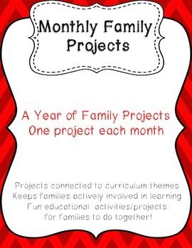 Monthly Family Projects March Family Project Preschool, September Family Project Preschool, Monthly Family Projects For Preschool, April Family Project, Monthly Family Activities, Tk Classroom, Early Childhood Education Classroom, School Necessities, Preschool Family