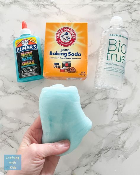 Create your own DIY slime at home with this simple recipe! All you need is some Elmer's glue, baking soda, and contact solution. Mix all the ingredients together and stir until the mixture starts to come together. Knead the slime with your hands until it reaches the desired consistency. Enjoy the squishy, stretchy fun of homemade slime! Glue Baking Soda Contact Solution Slime, Slime With Baking Soda And Glue, Elmer’s Glue Slime Recipe, Homemade Slime Recipe Easy, Slime In A Bag, Slime Recipe Clear Glue, Homemade Slime With Glue, Slime Recipe With Glue, Easy Slime Recipes For Kids