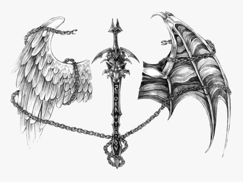 Widder Tattoo, Angel Devil Tattoo, 천사와 악마, Demon Wings, Angel Demon, Evil Tattoos, Devil Tattoo, Wing Tattoo Designs, Demon Tattoo