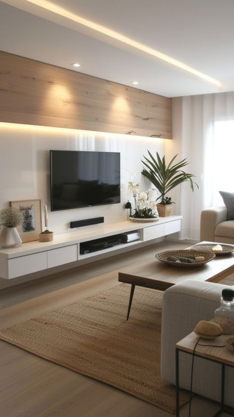 Luxurious TV Mount Designs for Your Home Minimal Home Decor Living Room, Open To Below Living Room, Minimal Luxury Living Room, Small Living Room Designs Modern Luxury, Aesthetic Small Living Room, Small Tv Room Ideas, Small Living Room Designs, Living Room Designs Modern Luxury, Ideas Decoracion Salon