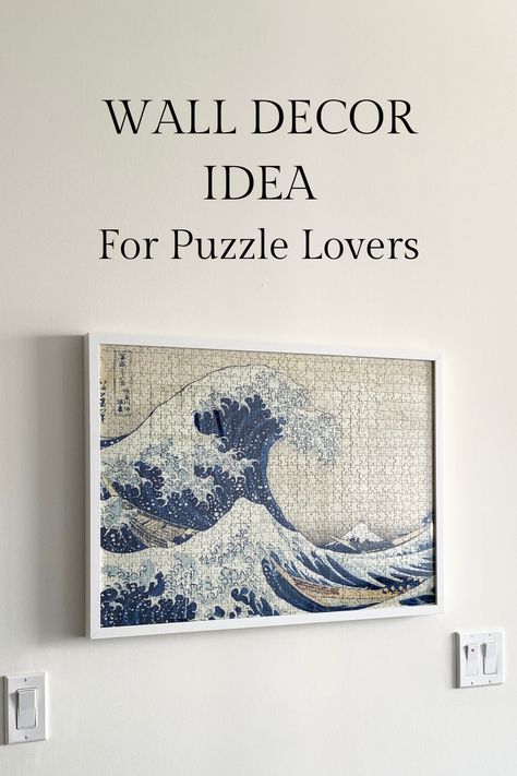 Wall Puzzle Decor, Puzzle As Wall Art, Puzzle Canvas Art, Puzzle Wall Display Ideas, Puzzle Decorations Ideas, Puzzle Pictures Ideas, How To Frame Puzzles Wall Art, Framed Jigsaw Puzzles, How To Display Puzzles On Wall