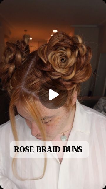 Rose Braid Tutorial, How To Do A Rose In Your Hair, Rose Braid Hair, Diy Long Hairstyles, Rose Bun Hairstyle, Crazy Hair Ideas, Braided Headband Updo, Crazy Braids, Rose Hairstyle