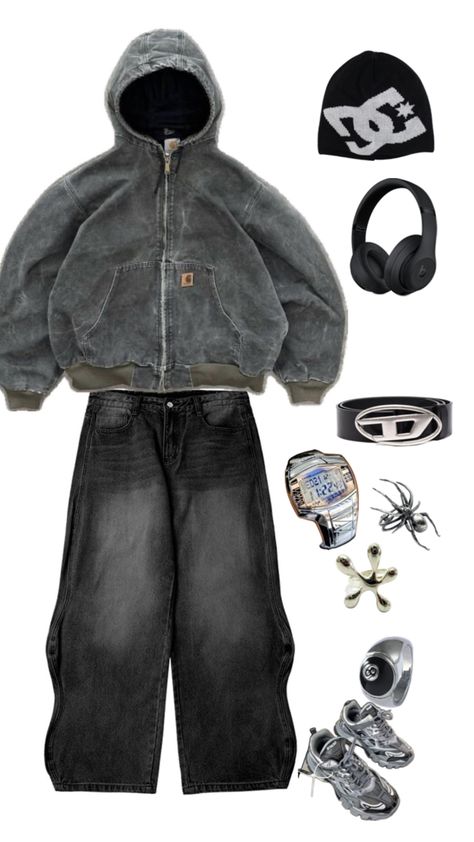 Y2k Outfits Men, Baggy Outfit Ideas, Geeky Clothes, Silly Clothes, Stile Hip Hop, Streetwear Fits, Streetwear Mode, Baggy Clothes, Outfit Inspo Casual