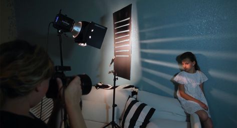 How to Add Creative Lighting to Plain Backdrops Using a DIY Cucoloris | PetaPixel Lumiere Photo, Photo Studio Design, Studio Lighting Setups, Cinematography Lighting, Photography Studio Setup, Photography Lighting Setup, Studio Portrait Photography, Film Photography Tips, Cinematic Lighting