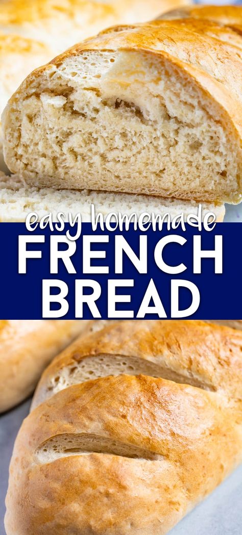 Make French Bread, Easy French Bread, Easy French Bread Recipe, Basic Scones, Homemade French Bread, French Bread Recipe, French Bread Pizza, Bread Sticks, Yeast Breads