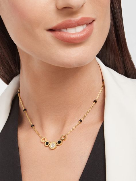 BVLGARI MANGALSUTRA Necklace 358425 | BVLGARI Modern Mangalsutra Designs, Mangalsutra Bracelet, Mangalsutra Chain, Black Beads Mangalsutra, Choker Necklace Designs, Black Beads Mangalsutra Design, Diamond Mangalsutra, Gold Mangalsutra Designs, Gold Mangalsutra