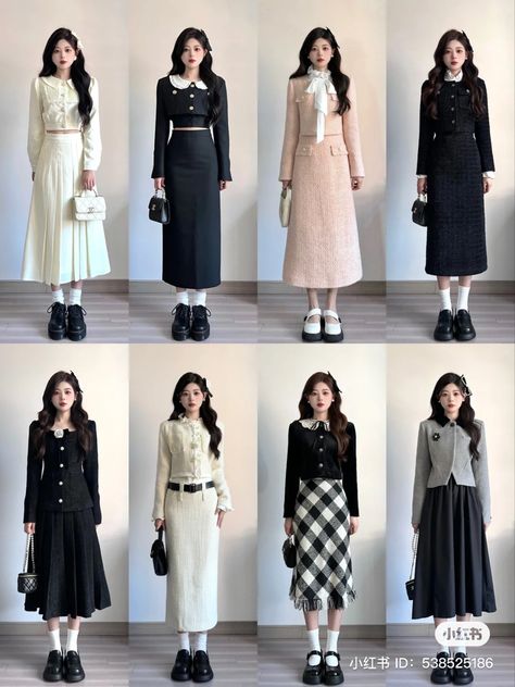 Asian Chic Outfits, Pairs Aesthetic Outfits, Kpop Layered Haircut, Manhwa Inspired Outfits, Codibook Outfit, See You In My 19th Life Outfits, Kpop Inspired Outfits Casual, Casual Long Skirt Outfits, Outfits For Large Busted Women