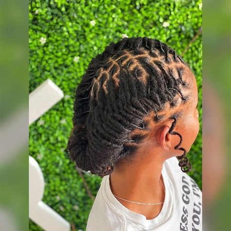 Loc Retwist Styles Updo, Barrell Twist Loc Styles Women, Loc Cornrows, Retwist Hairstyles, Unique Loc Styles Short, Braid Techniques, Kid Locs, Lox Styles, Retwist Styles