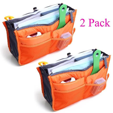 2 Pack Magik Travel Insert Handbag Purse Large Liner Organizer Tidy Bags Expandable 13 Pocket Handbag Insert Purse Organizer with Handles >>> Want to know more, visit the site now : Best Travel accessories for women