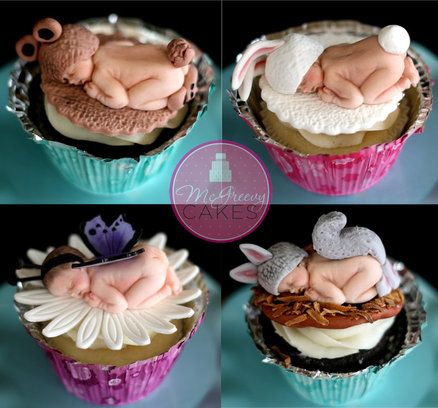 Anne Geddes Inspired Baby Toppers - by Shawna @ CakesDecor.com - cake decorating website Chocolate Fondant Cake, Baby Mold, Candy Cupcake, Baby Cupcake, Fondant Baby, Baby Cake Topper, Baby Cakes, Chocolate Fondant, Fondant Figures